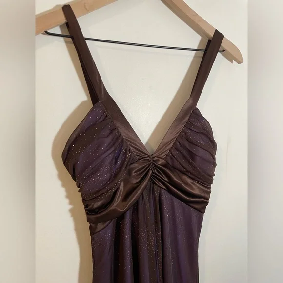 VTG Y2K City Triangles High Low V Neck Sparkle Dress Sz Medium Evening Cocktail - Picture 4 of 9